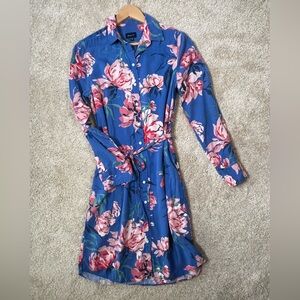 GANT Peonies Bright Cobalt Print Shirt Dress
